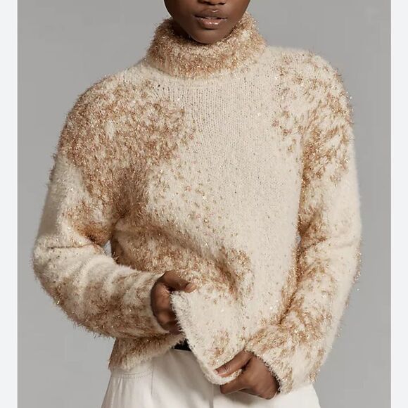 Anthropologie Sweaters - By Anthropologie Shimmering Relaxed turtleneck Sweater S